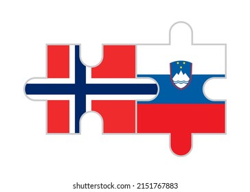 puzzle pieces of norway and slovenia flags. vector illustration isolated on white background