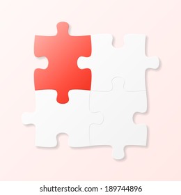 Puzzle pieces on the neutral background. Vector illustration.