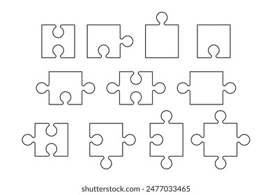 Puzzle Pieces Outline. Puzzle template for kids worksheet