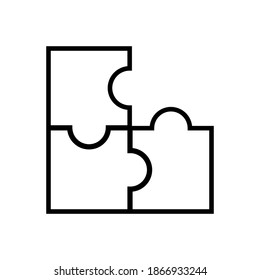 Puzzle pieces. Outline vector icon 