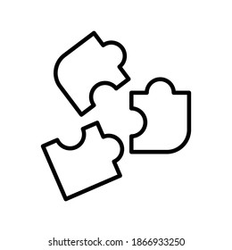 Puzzle pieces. Outline vector icon 