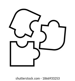 Puzzle pieces. Outline vector icon 