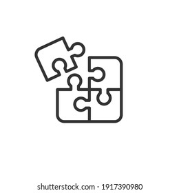 Piezas de rompecabezas. Icono de vector de contorno.