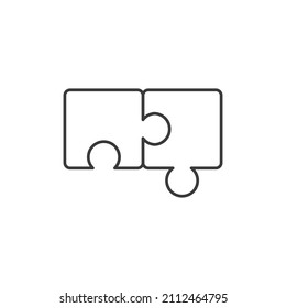Puzzle pieces. Outline vector icon with editable strokes