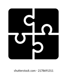 Puzzle pieces. Outline vector icon color editable