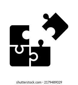 Puzzle pieces. Outline vector icon color editable