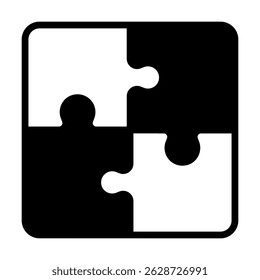 Puzzle pieces. Outline vector icon with editable strokes