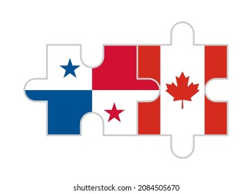puzzle pieces of panama and canada flags. vector illustration isolated on white background