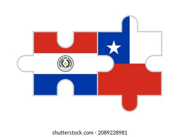 puzzle pieces of paraguay and chile flags. vector illustration isolated on white background