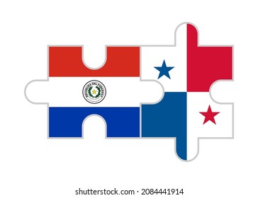 puzzle pieces of paraguay and panama flags. vector illustration isolated on white background