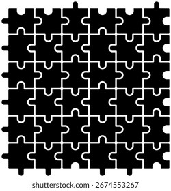 Patrón de piezas de rompecabezas en blanco y negro. Fondo de rompecabezas sin fisuras que representa la resolución de problemas, el trabajo en equipo, la conexión y los conceptos de estrategia. 