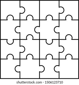 Puzzle pieces pattern. Outline illustration of puzzle pieces vector pattern for web design