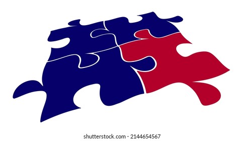 Puzzle pieces in perspective, eps10 vector illustration.