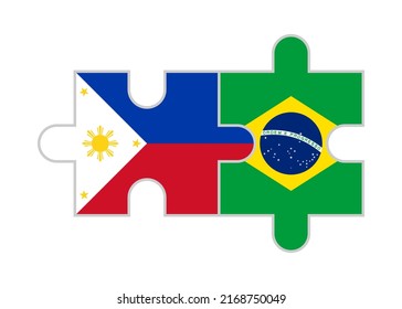 puzzle pieces of philippines and brazil flags. vector illustration isolated on white background