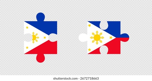 Piezas del rompecabezas con la bandera de Filipinas.