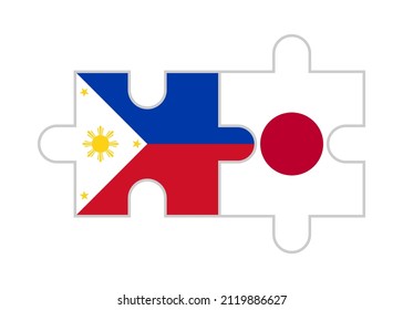 puzzle pieces of philippines and japan flags. vector illustration isolated on white background