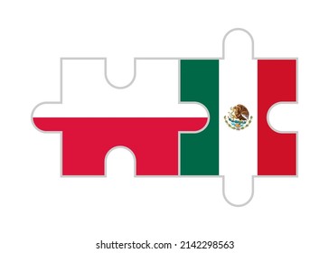 puzzle pieces poland and mexico flags. vector illustration isolated on white background