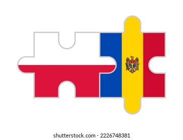 puzzle pieces of poland and moldova flags. vector illustration isolated on white background