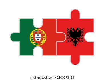 puzzle pieces of portugal and albania flags. vector illustration isolated on white background
