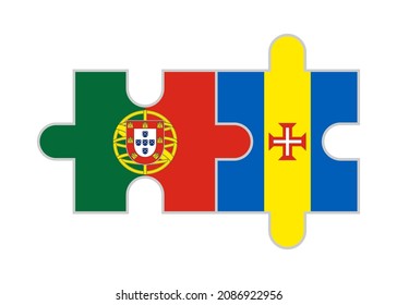 puzzle pieces of portugal and madeira flags. vector illustration isolated on white background