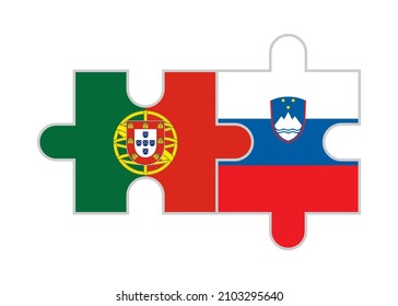 puzzle pieces of portugal and slovenia flags. vector illustration isolated on white background
