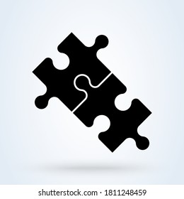 Puzzle pieces and problem solving icon or logo. puzzle game fully editable concept. puzzles and solutions, compatibility vector illustration.