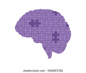 puzzle pieces in purple brain