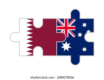 puzzle pieces of qatar and australia flags. vector illustration isolated on white background