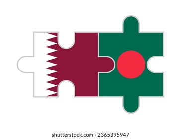 puzzle pieces of qatar and bangladesh flags. vector illustration isolated on white background