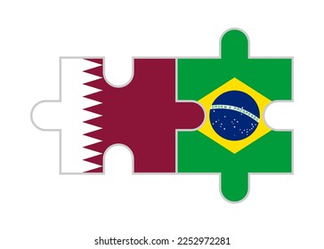 puzzle pieces of qatar and brazil flags. vector illustration isolated on white background