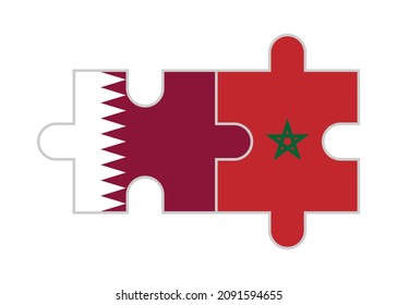 puzzle pieces of qatar and morocco flags. vector illustration isolated on white background