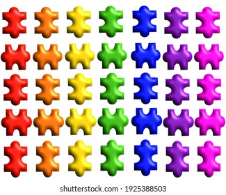 Puzzle Pieces in Rainbow Vector