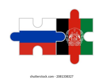 puzzle pieces of russia and afghanistan flags. vector illustration isolated on white background

