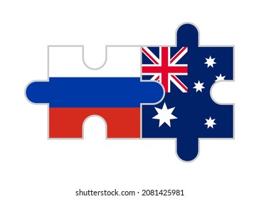 puzzle pieces of russia and australia flags. vector illustration isolated on white background
