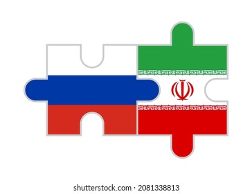 Puzzleteile aus Russland und aus dem Iran. Vektorgrafik einzeln auf weißem Hintergrund
