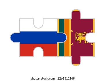 puzzle pieces of russia and sri lanka flags. vector illustration isolated on white background