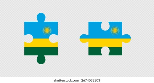 Piezas de rompecabezas con la bandera de Ruanda.