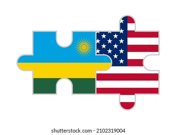 puzzle pieces of rwanda and usa flags. vector illustration isolated on white background
