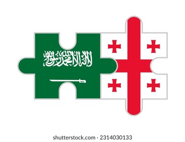 puzzle pieces of saudi arabia and georgia flags. vector illustration isolated on white background