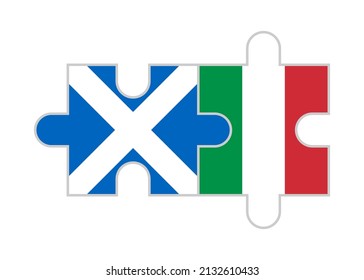 puzzle pieces of scotland and italy flags. vector illustration isolated on white background	
