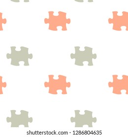 Puzzle pieces seamless pattern. Can be used for wallpaper,fabric, web page background, surface textures.Vector illustration.