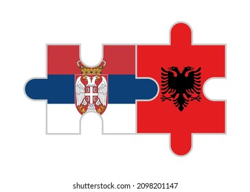 puzzle pieces of serbia and albania flags. vector illustration isolated on white background
