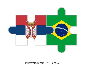 puzzle pieces of serbia and brazil flags. vector illustration isolated on white background