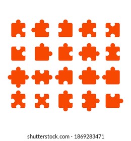 Puzzle pieces set of different shapes. Jigsaw pieces collection of connections vector illustration icon