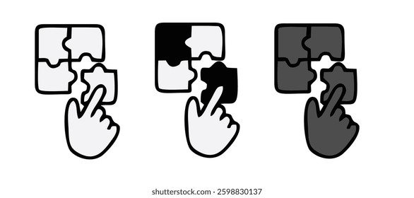 Puzzle pieces set isolated on white background. Jigsaw art. Game with details. Vector design templates. Business presentation concept. Illustration.