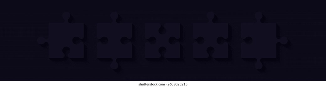 Puzzle pieces set isolated. Vector illustration. Jigsaw puzzle game. Black color.