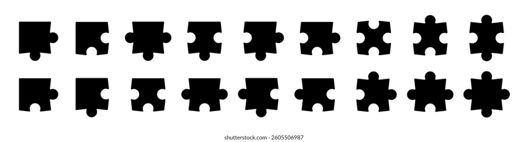 Puzzle pieces set. Puzzle Jigsaw. Vector illustration.