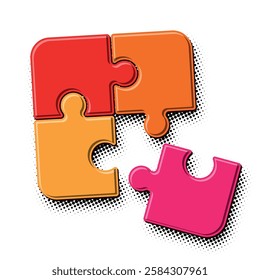 Puzzle pieces set, metaphor for teamwork, recruiting staff for the team. Vector puzzle jigsaw for text lettering on transparent background.