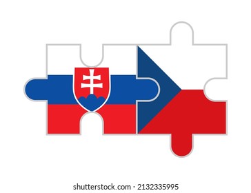puzzle pieces of  slovakia and czech republic flags. vector illustration isolated on white background