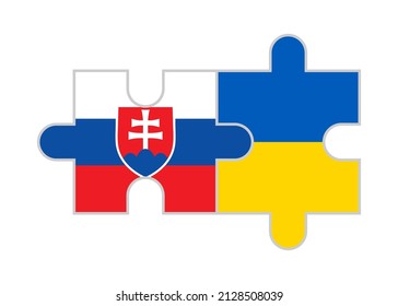 puzzle pieces of slovakia and ukraine flags. vector illustration isolated on white background